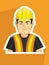 Profession Mascot Construction Worker Profile Avatar Cartoon Drawing