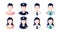 Profession, occupation people avatars set isolated. Policeman, doctor, office worker. Profile picture icons. Male and female faces