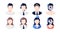 Profession, occupation people avatars set. Support, pilot, stewardess, vacationers. Profile picture icons. Male and female faces.