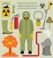 Profession and occupation set. Chemical protective suit flat design icon. The rescuer eliminates radiation, toxic waste