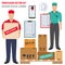 Profession and occupation set. Delivery officer equipment, courier uniform flat design icon