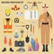 Profession and occupation set. Geologist tools and equipment. Uniform flat design icon