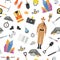 Profession and occupation set. Geologist tools and equipment. Uniform flat design icon