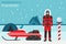 Profession and occupation set. Polar explorer, antarctic expedition equipment, flat design icon