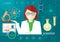 Profession scientist icon elements of laboratory