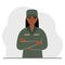The profession of a soldier. A woman in military uniform. Army and military concept. Vector