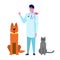 Profession veterinarian doctor character and animal.