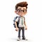 Professional 3d Cartoon Image Of A Student With Glasses And Backpack