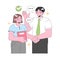 Professional agreement sealed with a handshake. Flat vector illustration