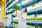 Professional agriculturists working in greenhouse growing lettuce