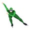 Professional athlete skating in green uniform vector illustration isolated