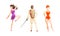 Professional Athletes Doing Sports Set, Girl Figure Skater, Swimmer, Man Fencer Cartoon Vector Illustration