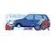 Professional auto service, specialized garage for automobile repair, design cartoon style vector illustration, isolated