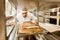 professional baker putting trays of fresh bread on stand