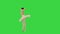 Professional ballerina in a white tutu dances on a Green Screen, Chroma Key.