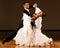 Professional ballroom dance couple preform an exhibition dance