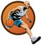 Professional Basketball Player dribbling in jump w