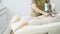 Professional beautician practices procedure of lipomassage
