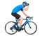 Professional bicycle road racing cyclist racer  in blue sports jersey on light carbon race drinking out of water bottle. sport
