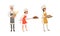 Professional Bread Bakers Set, Bakehouse Workers Holding Freshly Baked Bread and Baguette Cartoon Vector Illustration