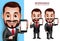 Professional Business Man Vector Character Holding Mobile Phone