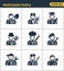 Professional business people avatars. Character flat design icons set with doctor teacher businessman farmer scientist