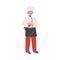 Professional Chef Character with Freshly Baked Bread, Baker Wearing Traditional Uniform Working in Restaurant or Cafe