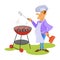 Professional chef makes Beef steak. Chef in a cooking hat. Cook at work. Ð¡hef cooking gourmet meal. Cartoon cook - chef