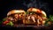 Professional Chef\\\'s Pulled Pork Sandwich: Dark Sky-blue And Dark Orange Style