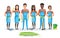 Professional cleaners team. Young multiracial smiling people are holding cleaning tools. Vector illustration of cartoon