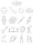 Professional collection of icons and elements. The astronomical set of hand drawn elements, doodles on white background.