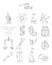 Professional collection of icons and elements. The biological set of hand drawn elements, doodles isolated on white background. Ve