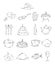 Professional collection of icons and elements. A set of cooking and kitchen hand drawn elements, , doodles on white backg