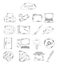 Professional collection of icons and elements. Set designer, computer hand drawn elements doodles isolated on white background. Ve