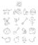 Professional collection of icons and elements. A set of farmer, farm hand drawn elements ,doodles on white background. Ve