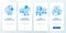 Professional communication types blue onboarding mobile app screen