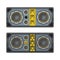 professional concert tour array speakers colored flat style illustration.