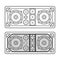 professional concert tour array speakers dark contour illustration.