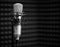 Professional condenser studio microphone. black and white photo