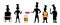 Professional Cooking Concept. Silhouettes Of Restaurant Staff, Chef Characters Set. Set of Cooks in Uniform With