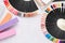 Professional cosmetic accessories for manicure. Swatch palettes