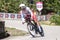 Professional cyclist engaged in the time trial during Giro d\'Italia