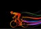 Professional cyclist involved in a bike race. Vector artwork in the style of paint strokes.