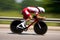 Professional cyclist riding on race very fast. Generative AI