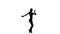 Professional dancer woman dancing latino, slow motion. White background, silhouette