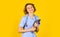 Professional doctor holding folder. happy young nurse holding clipboard. female medical doctor use stethoscope