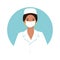 Professional doctor nurse medical specialist avatar for social media website game. Dark skinned brunette young woman in