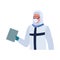 Professional doctor wearing biosafety suit character