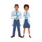 Professional doctors couple afro avatars characters
