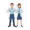 Professional doctors couple avatars characters